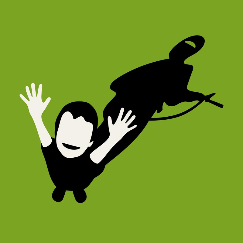 A child casts the shadow of a Daesh gunman