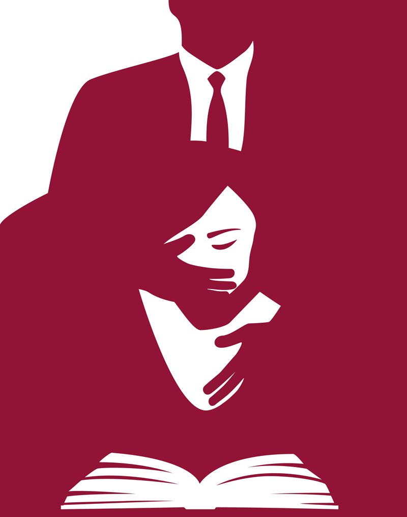 Woman harassed by a man while reading