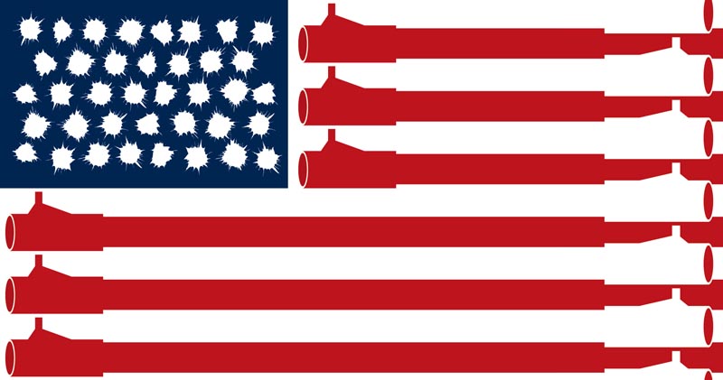 American flag made up of shotguns and gunshots
