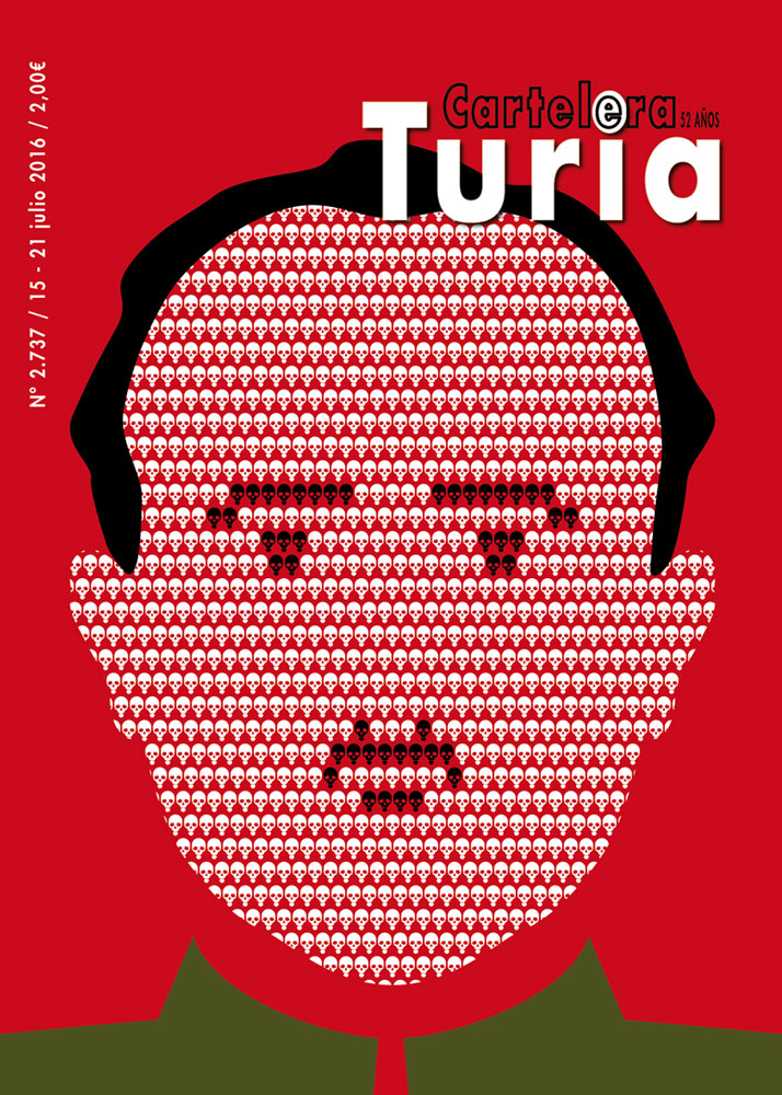 Portrait of Franco made with skulls